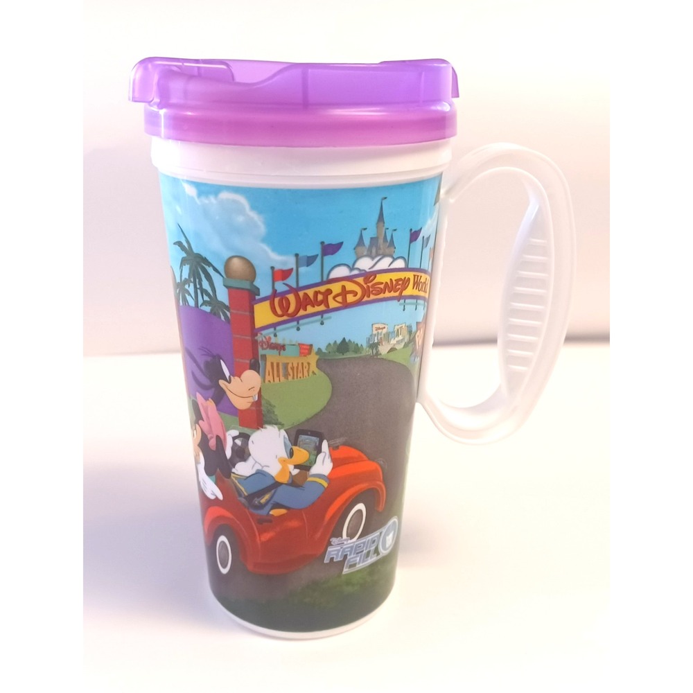 Disney World Resort Refillable Mug 2011 Whirley Travel Cup Purple Lid Rapid Fill